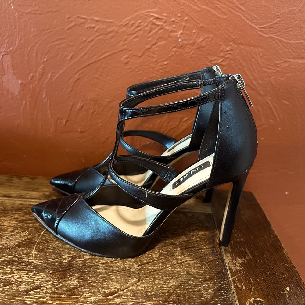 Nine West Black Strappy Heels